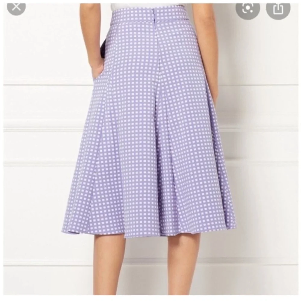 Eva Mendes | Purple Gingham A-Line Skirt | Size 6 - Picture 3 of 6
